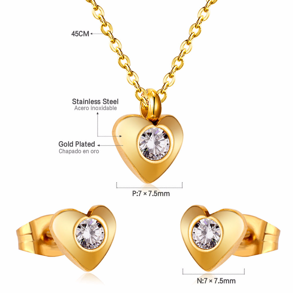 Damen Schmuckset mit Herzanhänger und Ohrringen aus hochwertigem Edelstahl Shop Nory