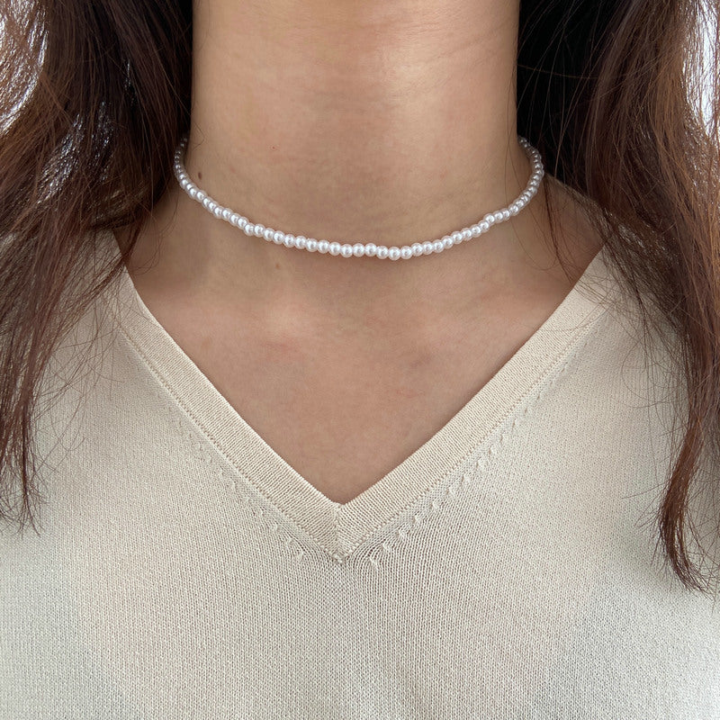 Damen elegante Perlenhalskette mit goldfarbener Verschlusskette Shop Nory