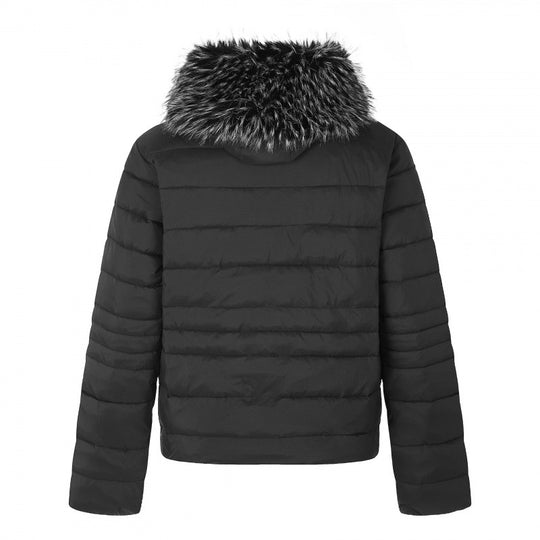 Damen Kurz geschnittene gesteppte Kapuzenjacke mit abnehmbarem Kunstfellkragen und Thermofüllung Shop Nory