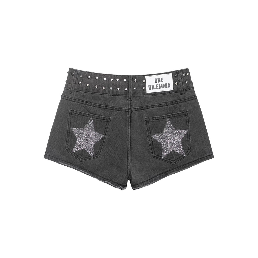 Damen stilvolle Shorts mit metallischen Details und hohem Bund Shopnory