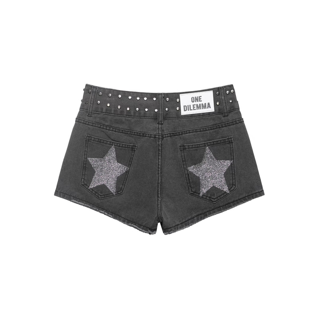 Damen stilvolle Shorts mit metallischen Details und hohem Bund Shopnory
