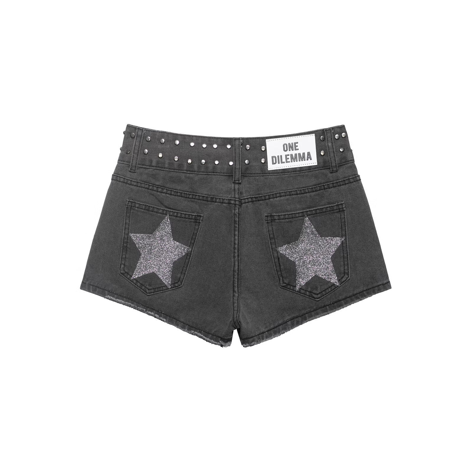 Damen stilvolle Shorts mit metallischen Details und hohem Bund Shopnory
