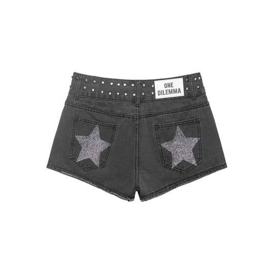 Damen stilvolle Shorts mit metallischen Details und hohem Bund Shopnory