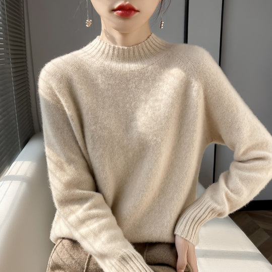 Damen Kurz-Mockneck-Pullover aus flauschigem Mohair-Mix mit kastiger Silhouette Shop Nory