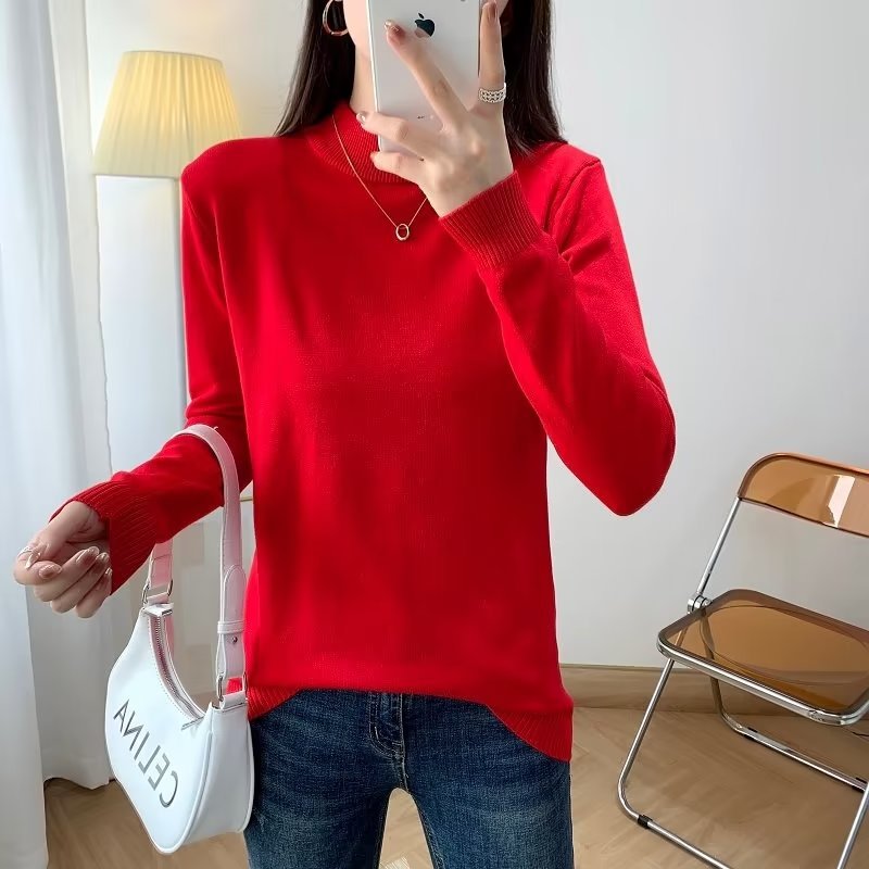 Damen Feiner Langarm-Feinstrickpullover mit schmalem Stehkragen und gerippten Bündchen Shop Nory