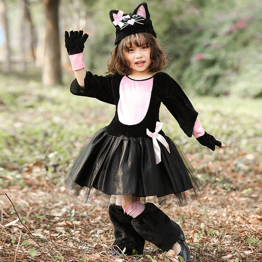 Mädchen Katzenkostüm mit rockiger Tüllschicht und zauberhaften Details Shop Nory