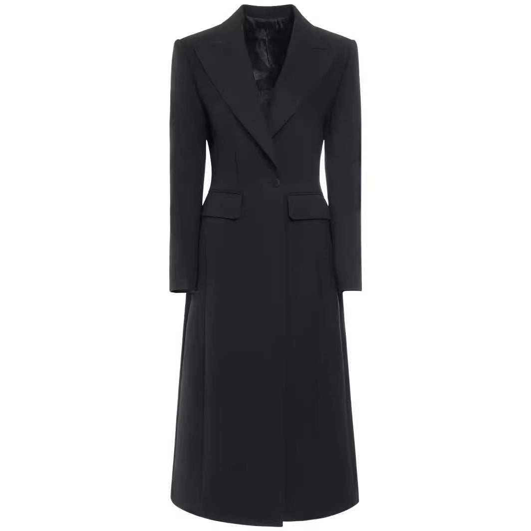 Damen Longline Einreihiger Mantel mit dezenter Taillierung und Spitzrevers Shop Nory