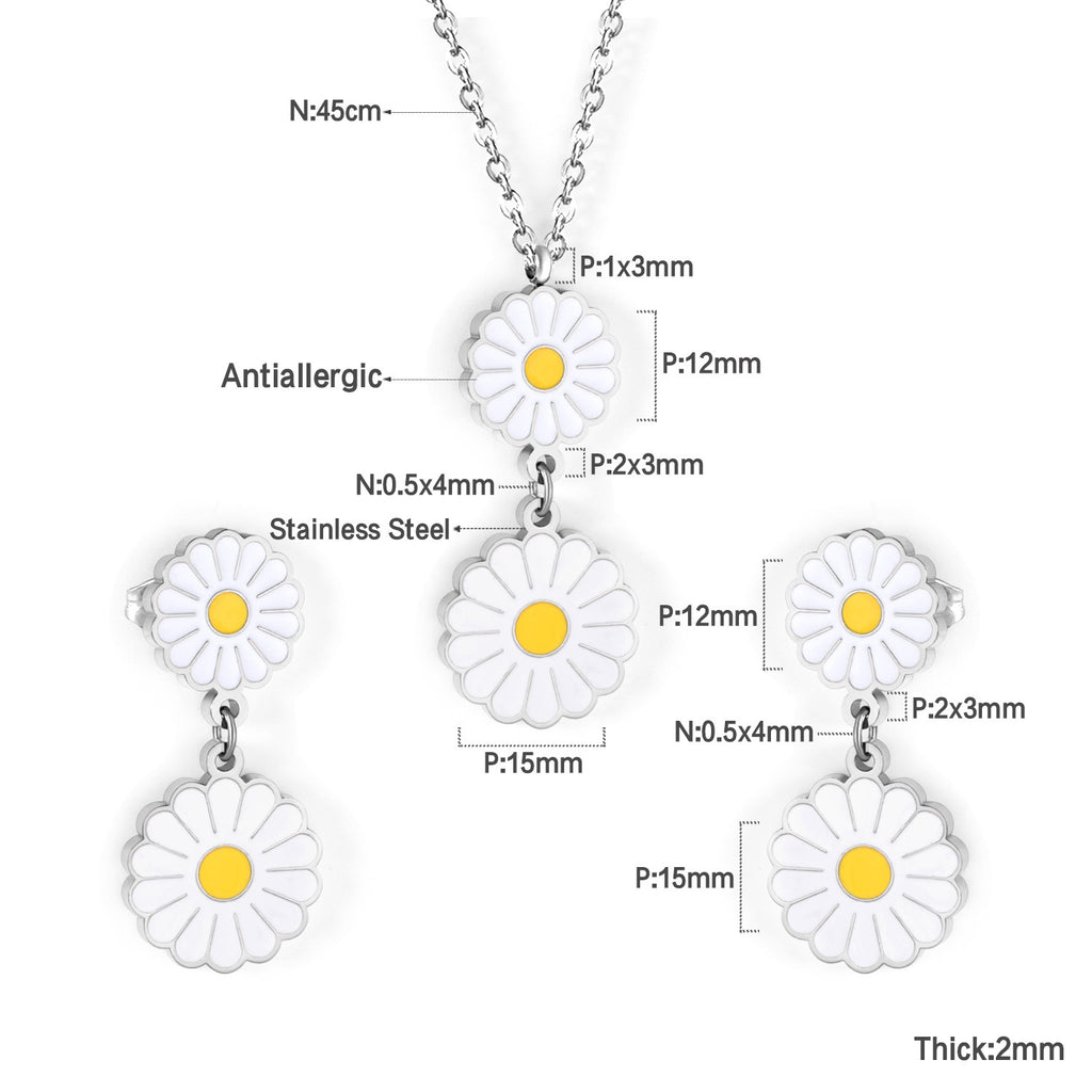 Damen Schmuckset mit floralen Anhängern aus goldplattiertem Edelstahl Shop Nory