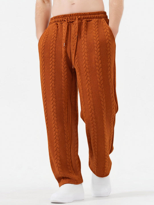 Herren grobgestrickte Lounge-Jogginghose mit Zopfstrick, Elastikbund und Kordelzug Shop Nory