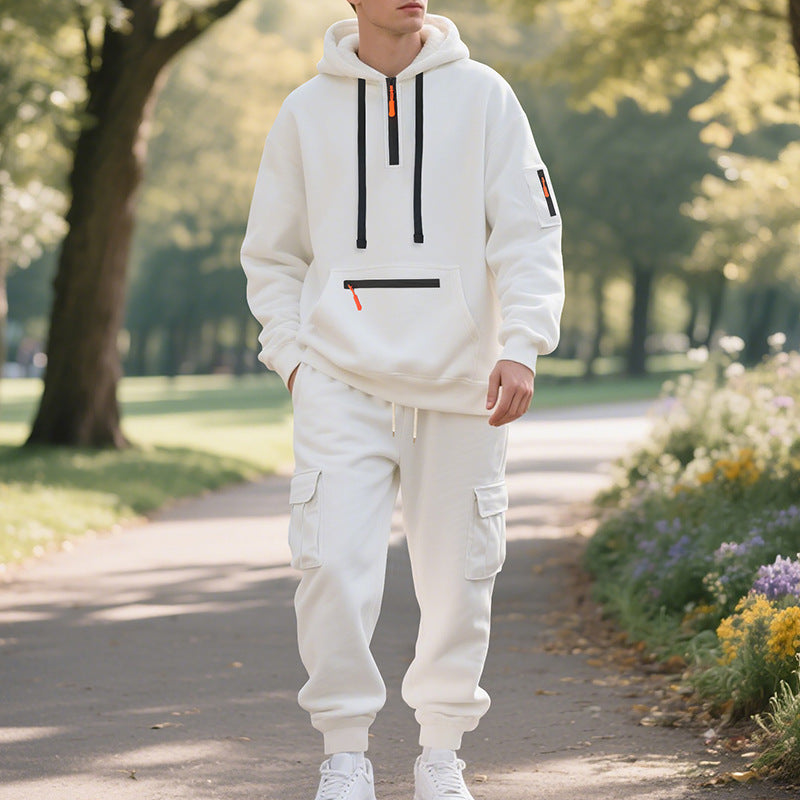 Herren nan Urbaner Cargo-Jogginganzug mit Kapuzenhoodie und Reißverschlusstaschen Shop Nory