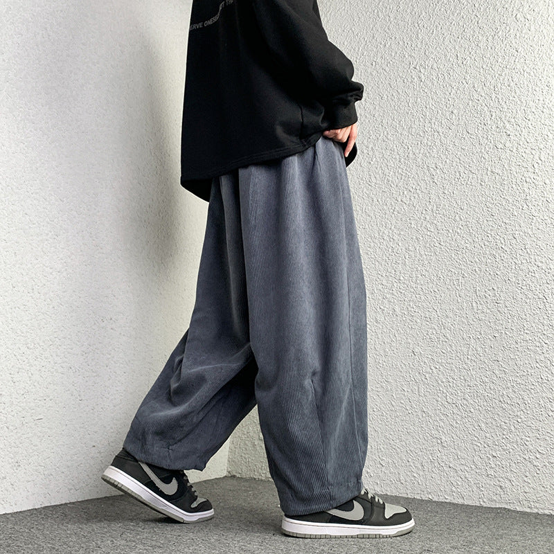 Unisex Extraweit geschnittene Cord-Loungehose mit Tunnelzug und elastischen Bündchen Shop Nory