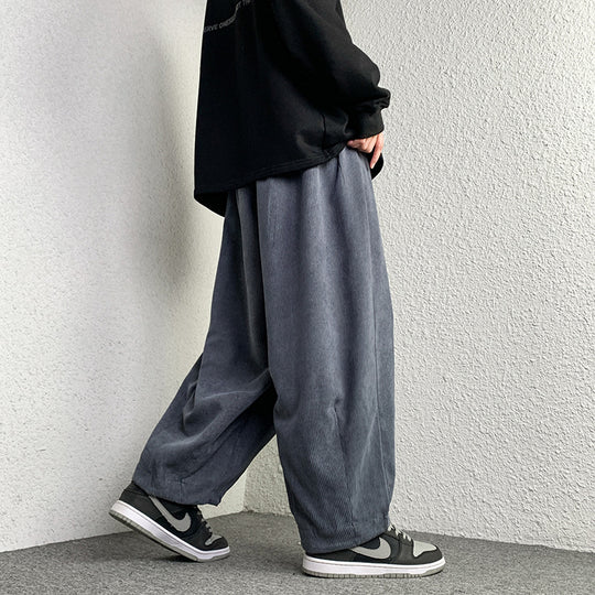 Unisex Extraweit geschnittene Cord-Loungehose mit Tunnelzug und elastischen Bündchen Shop Nory