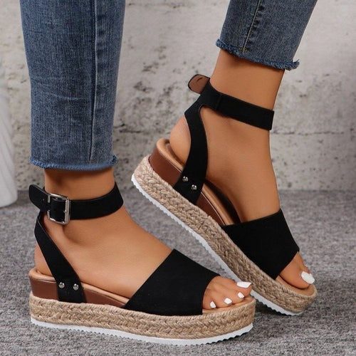 Damen Wedge-Sandaletten mit elegantem Riemen-Design und komfortablem Fußbett