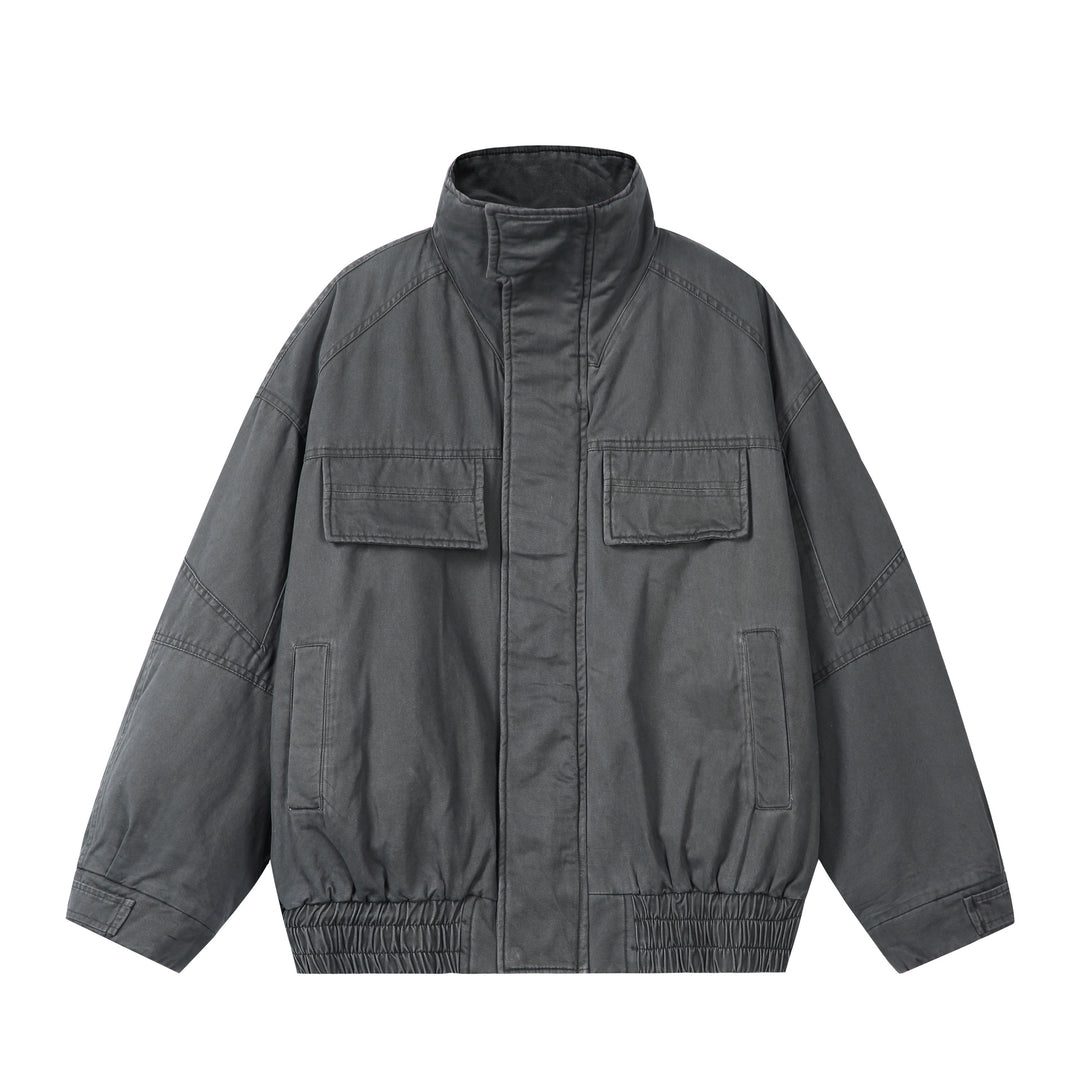 Unisex Boxy-Fieldjacke mit hohem Stehkragen, Pattentaschen und elastischem Saum Shop Nory