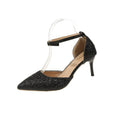 Damen elegante Spitzen High Heels mit transparentem Riemen