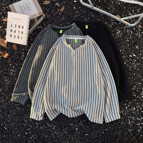 Damen Feinstrick-Pullover mit feiner Waffelstruktur, V-Notch-Ausschnitt und legerer Oversize-Passform Shop Nory