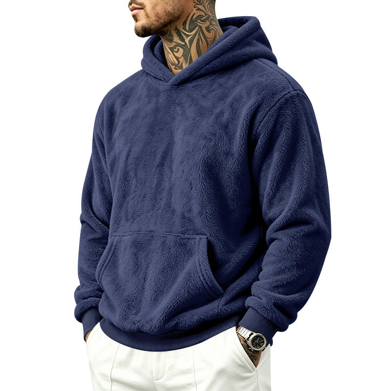 Herren Kuscheliger Fleece-Hoodie mit Kängurutasche und geripptem Saum Shop Nory
