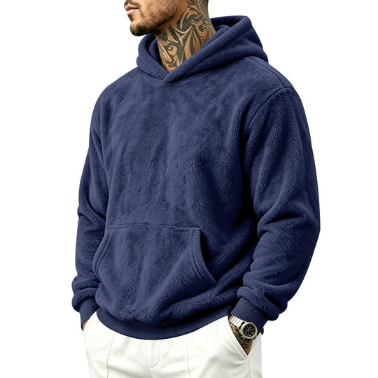 Herren Kuscheliger Fleece-Hoodie mit Kängurutasche und geripptem Saum Shop Nory