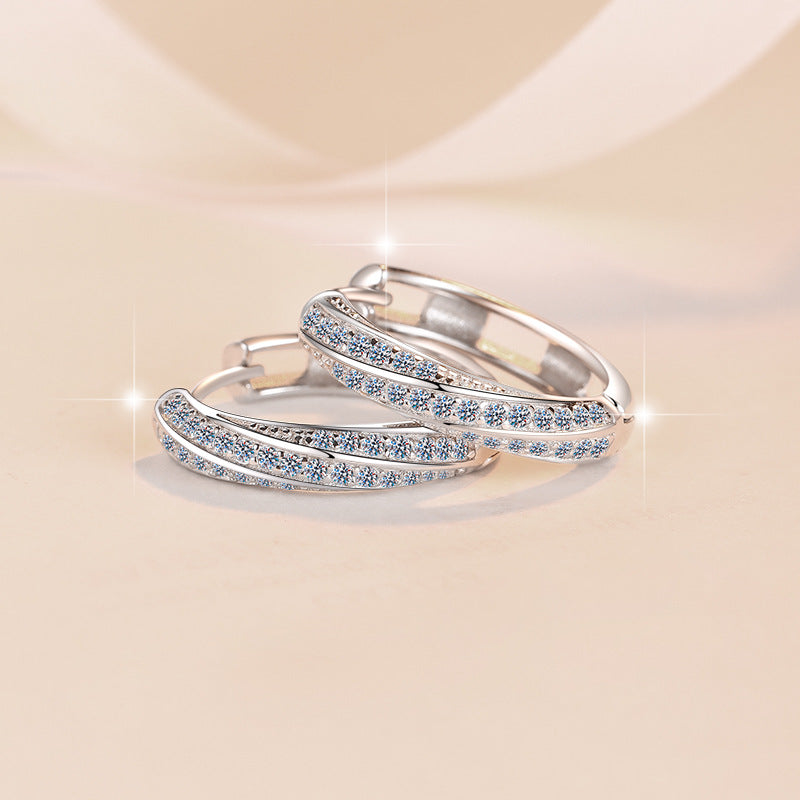 Damen Glitzernde Creolen mit doppelter Struktur Shop Nory