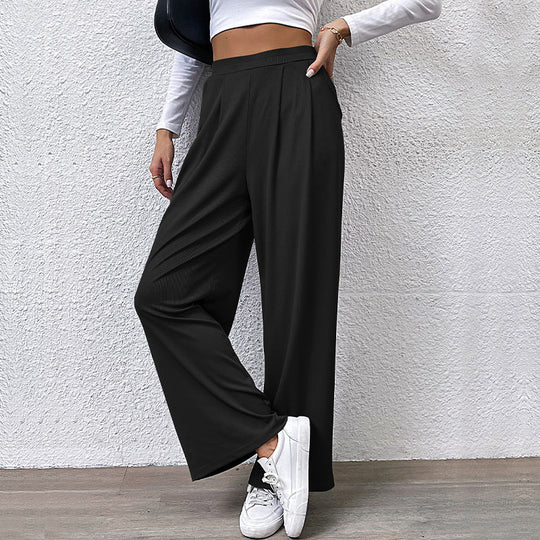 Damen Weite High‑Waist Stoffhose mit Bundfalten und Palazzo‑Silhouette Shop Nory