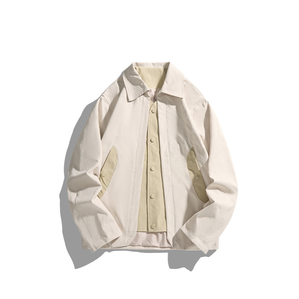 Herren leichte Freizeitjacke mit Hemdkragen, Druckknopfleiste und verdeckten Nahttaschen Shop Nory