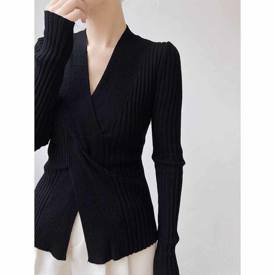 Damen Elegante Wickelstrickjacke Shop Nory