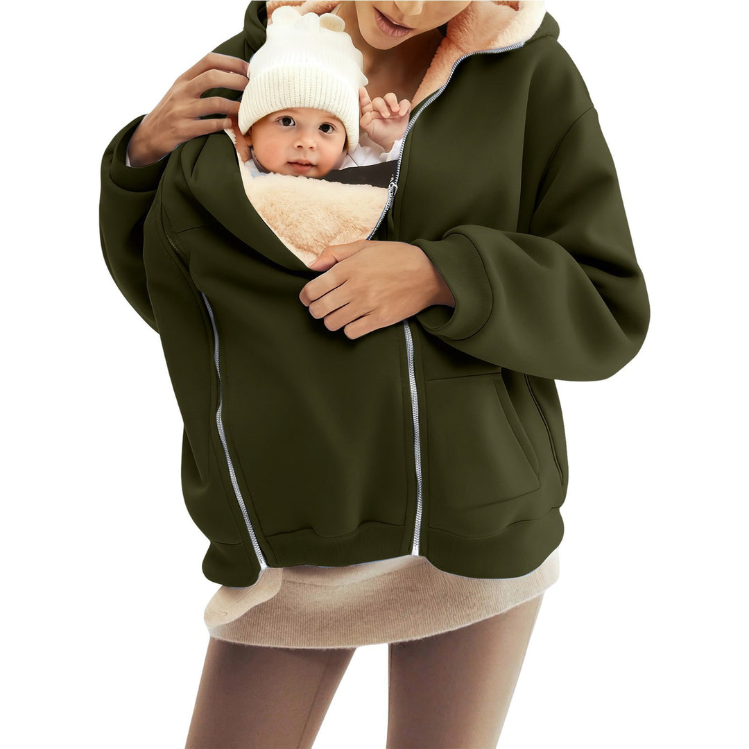 Damen nan Babytrage-Hoodie mit Teddyfutter und Zweiwege-Reißverschluss Shop Nory