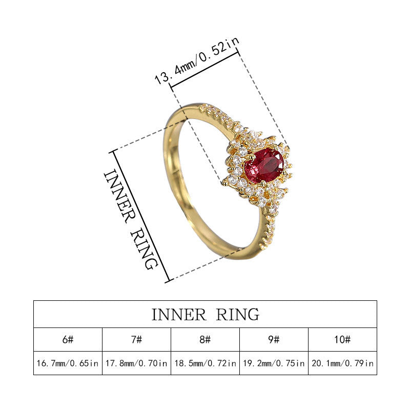 Damen eleganter Ring mit rotem Edelstein und Zirkonia Shop Nory