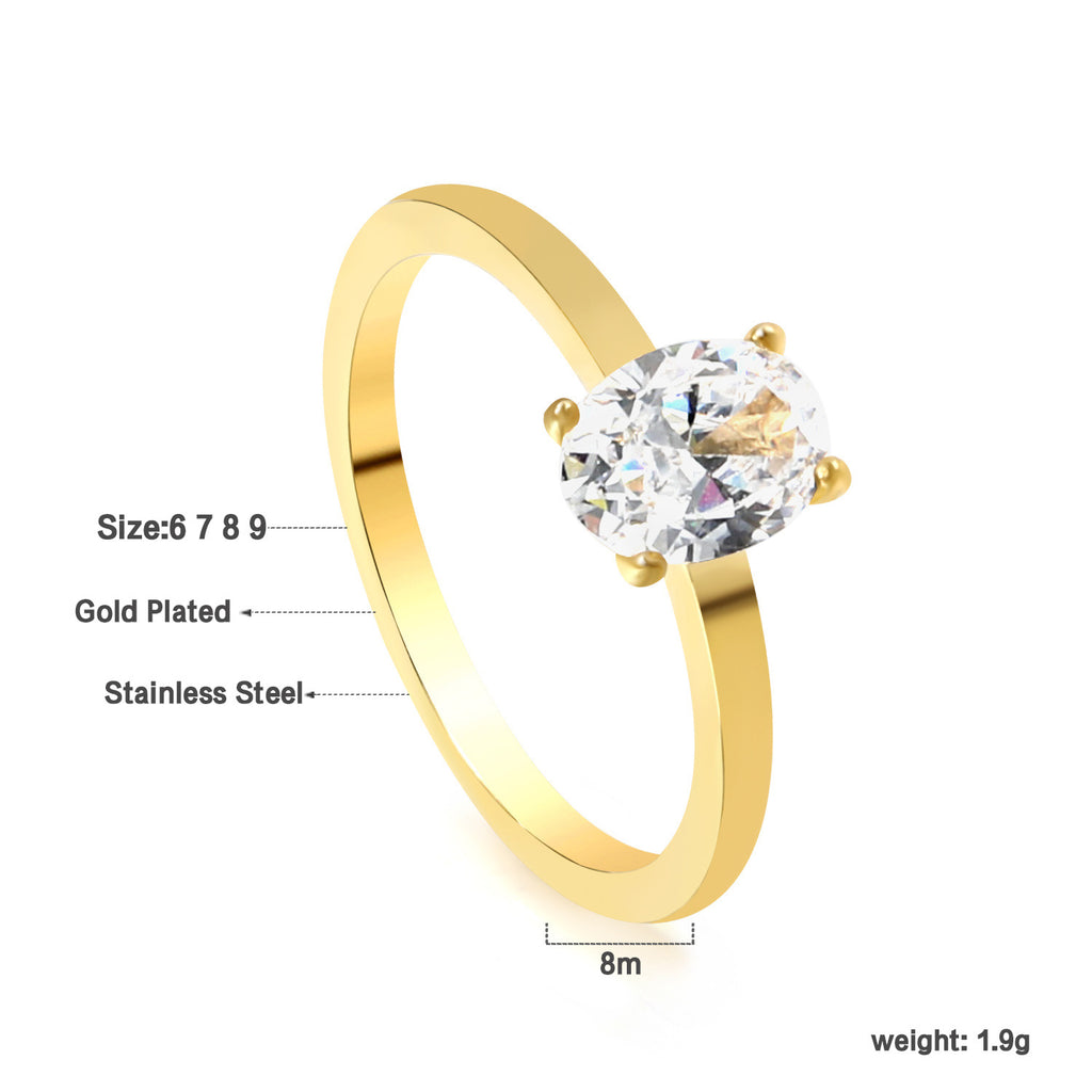 Damen Ring mit funkelndem Kristall und hochwertiger goldplattierter Oberfläche Shop Nory