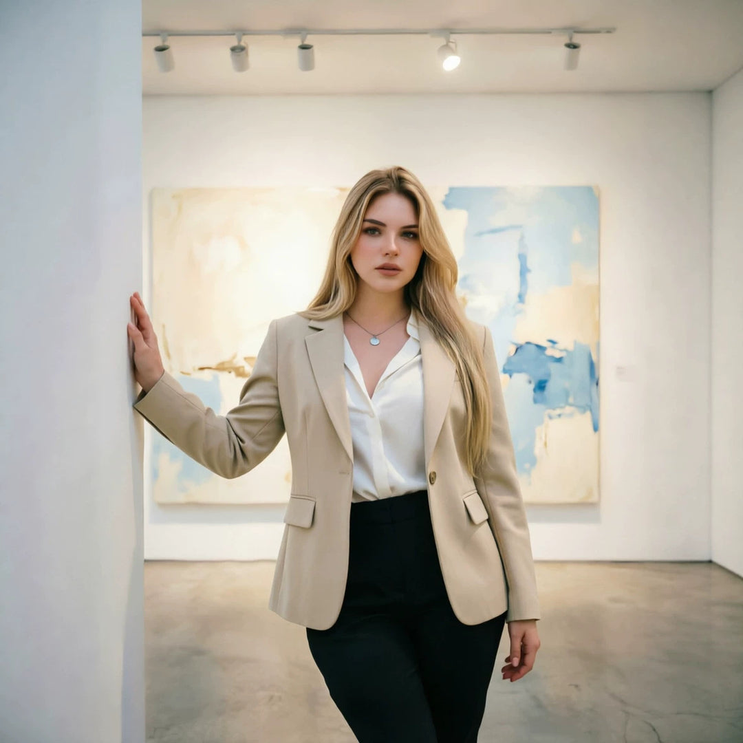 Damen Figurbetonter Ein-Knopf Business-Blazer mit Pattentaschen Shop Nory