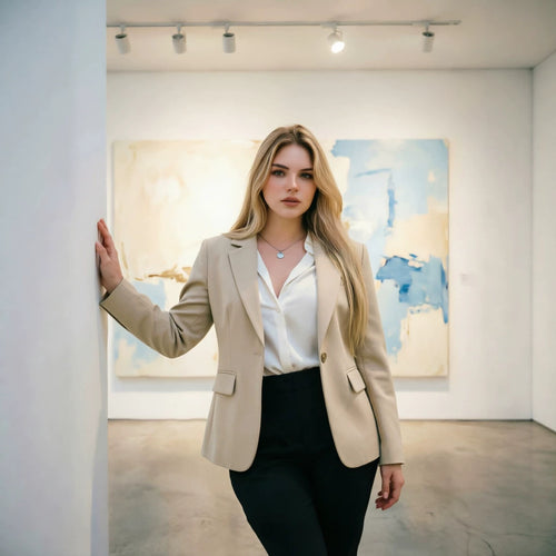 Damen Figurbetonter Ein-Knopf Business-Blazer mit Pattentaschen Shop Nory