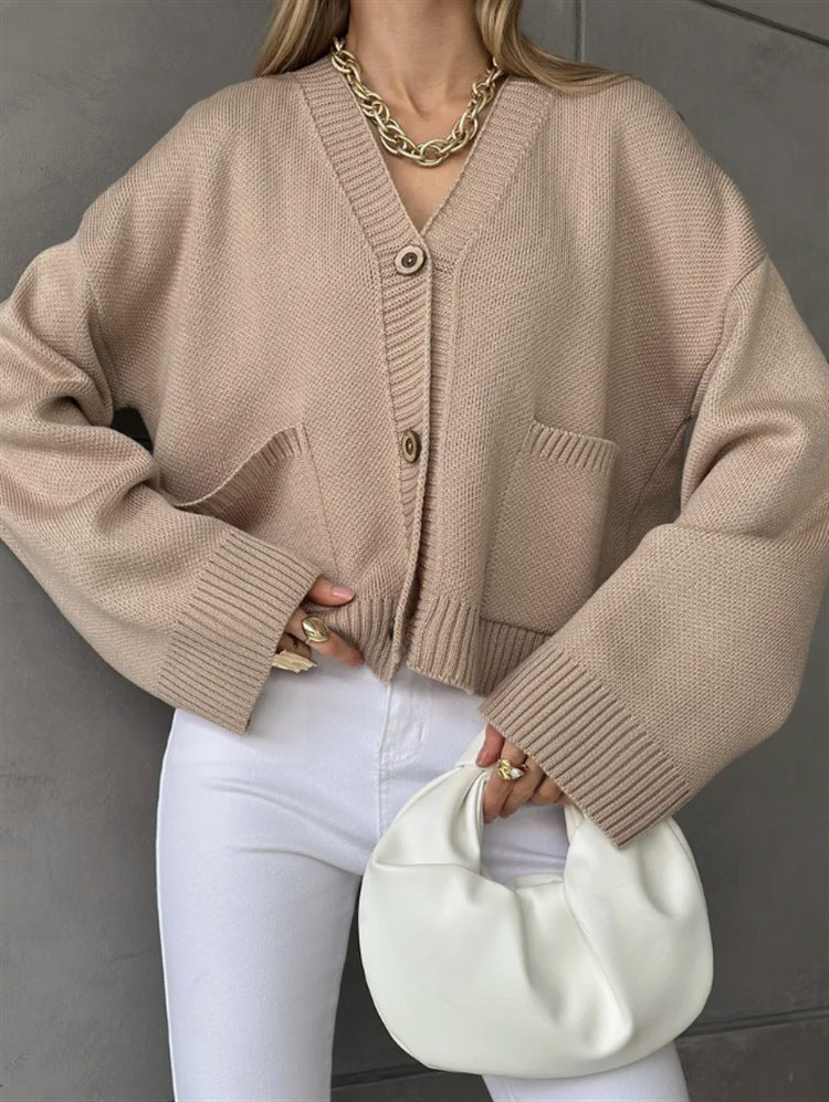 Damen Grobstrukturierter Cardigan mit praktischen Taschen Shopnory