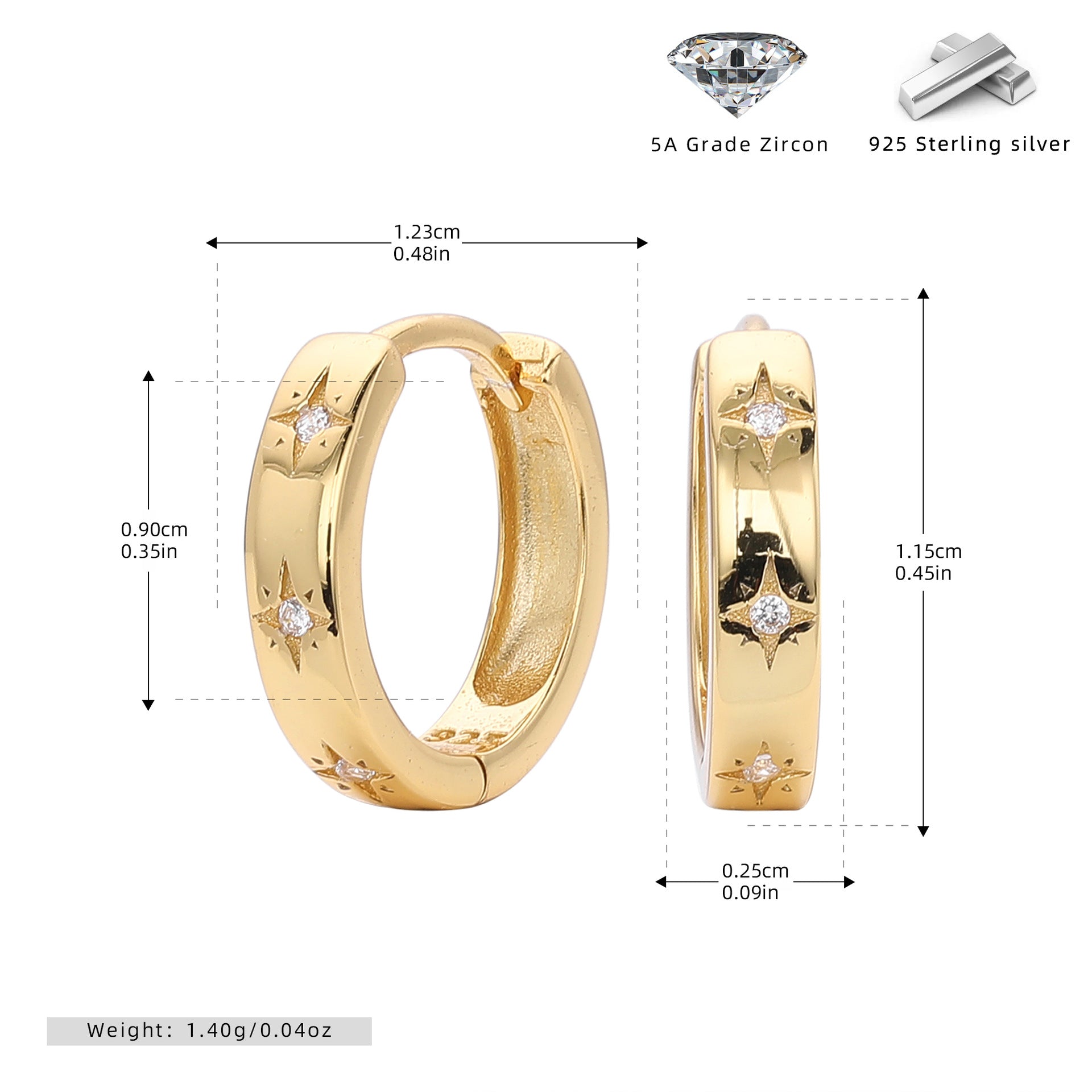 Damen Creolenohrringe mit funkelnden Zirkon-Akzenten aus hochwertigem 925 Sterling Silber Shop Nory