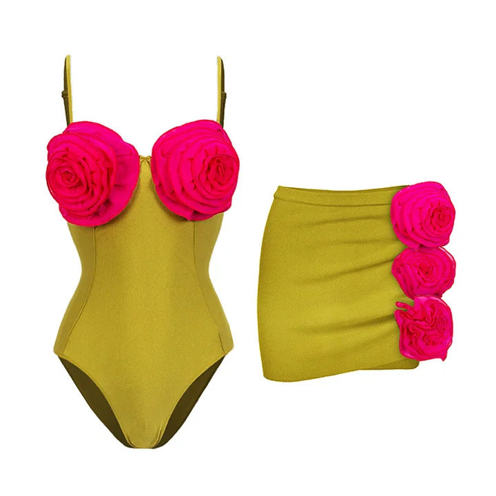 Damen Bikiniset mit floralem Rüschendesign Shopnory