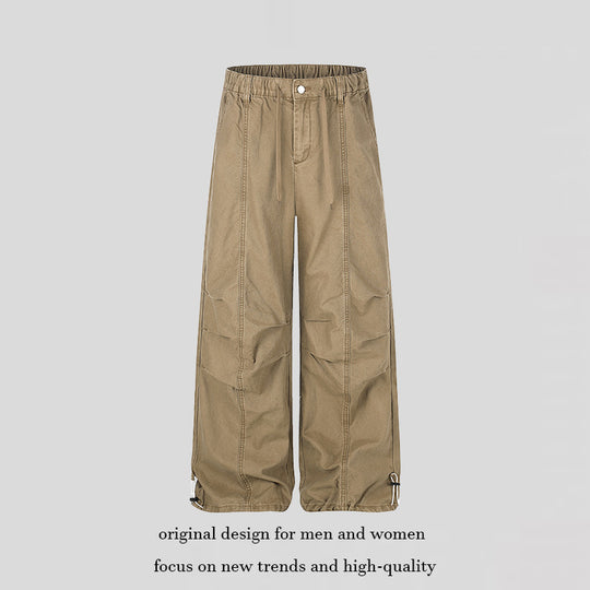 Damen Weite Canvas-Cargo-Palazzo-Hose mit elastischem Komfortbund und verstellbarem Saum Shop Nory