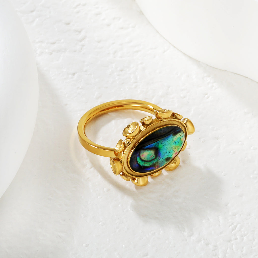 Damen Ring mit kunstvollem Muscheldesign und hochwertigem Innenstein Shop Nory