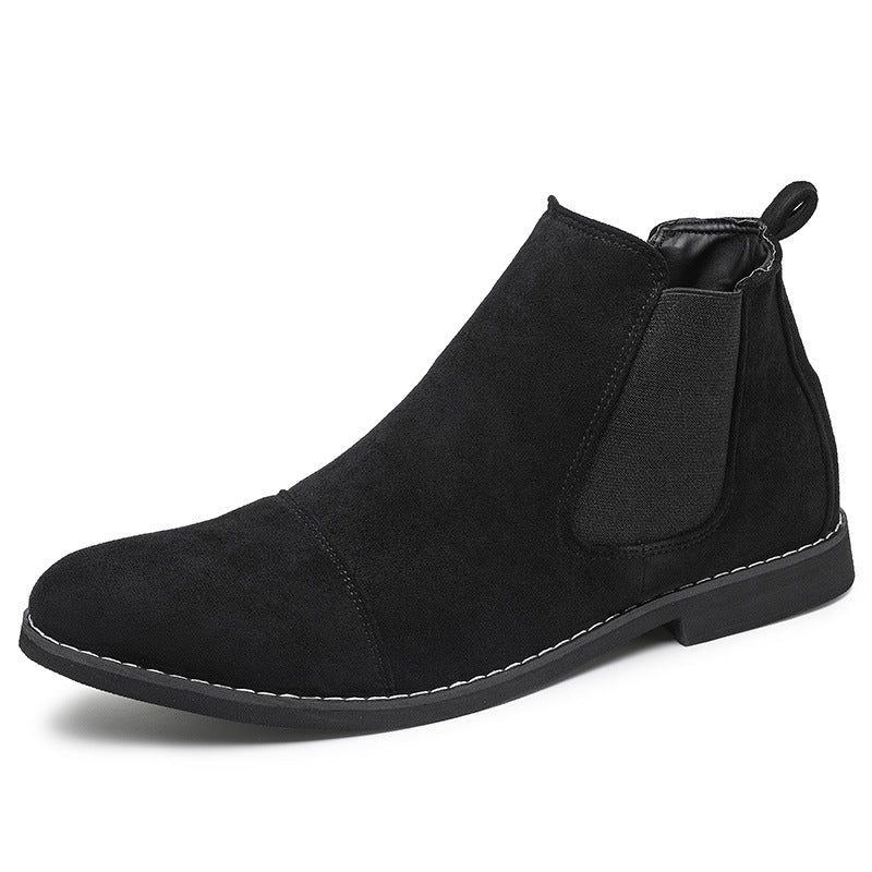 Damen Elegante Veloursleder Chelsea Boots mit elastischen Einsätzen