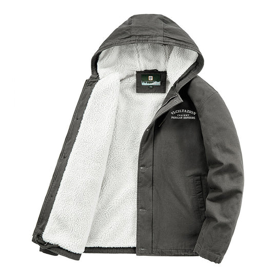 Herren Kapuzen-Canvasparka mit Teddyfleece-Innenfutter und Windschutzleiste Shop Nory