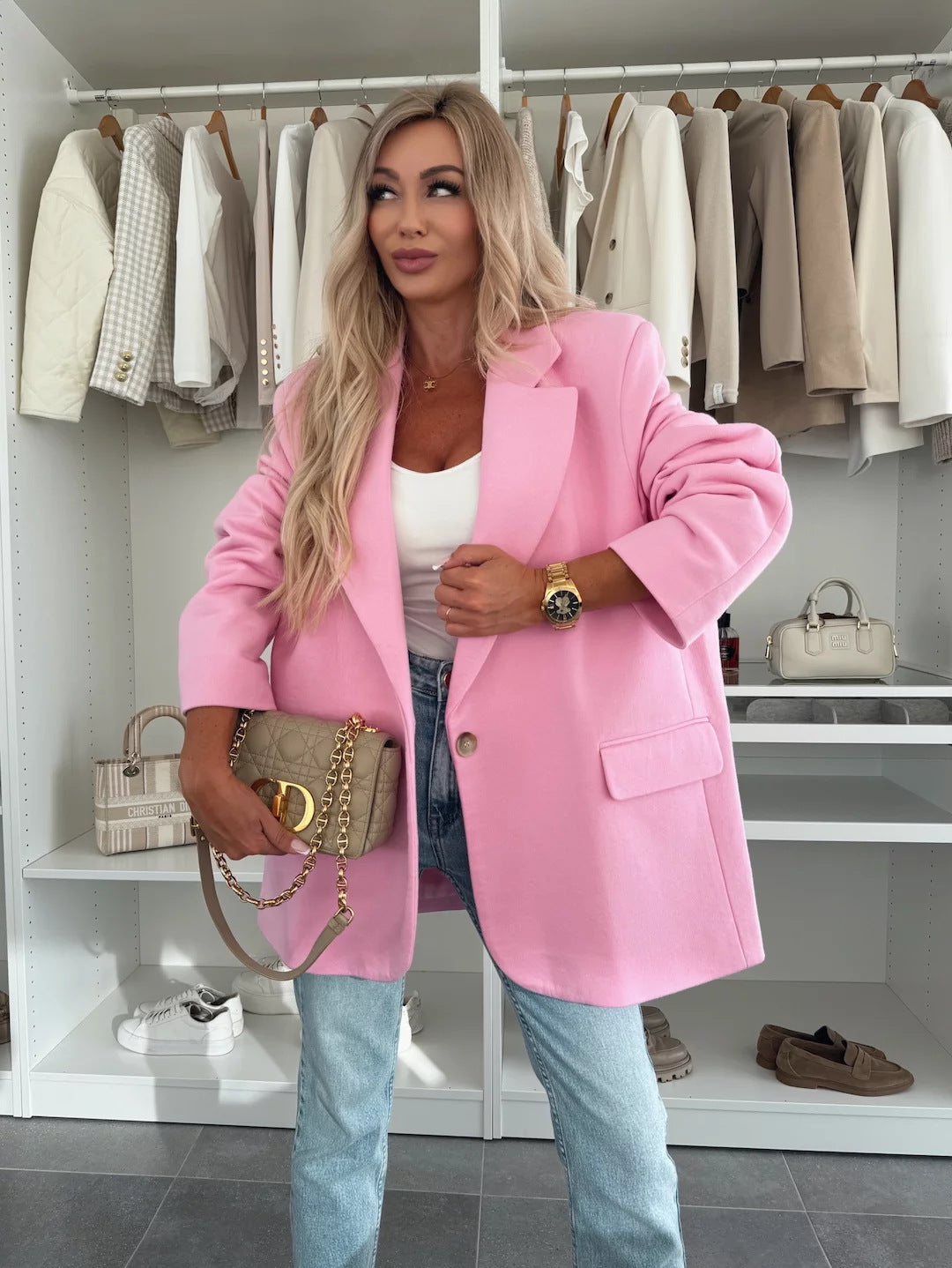Damen oversized Blazerjacke mit modernem Schnitt und nachhaltigen Materialien