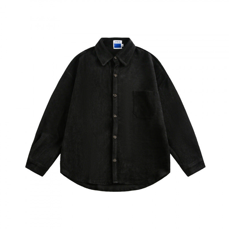 Unisex Oversize Samt-Hemdjacke mit Brusttasche und durchgehender Knopfleiste Shop Nory