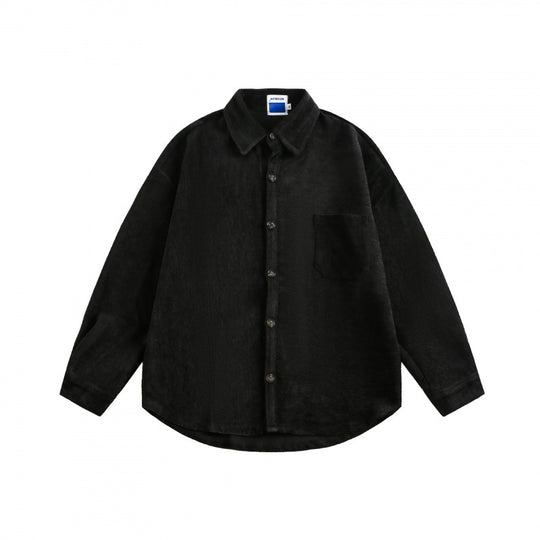 Unisex Oversize Samt-Hemdjacke mit Brusttasche und durchgehender Knopfleiste Shop Nory