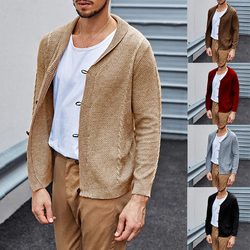 Herren Feinstrick-Cardigan mit Schalkragen, Karabiner-Verschlüssen und Strukturstrick Shop Nory