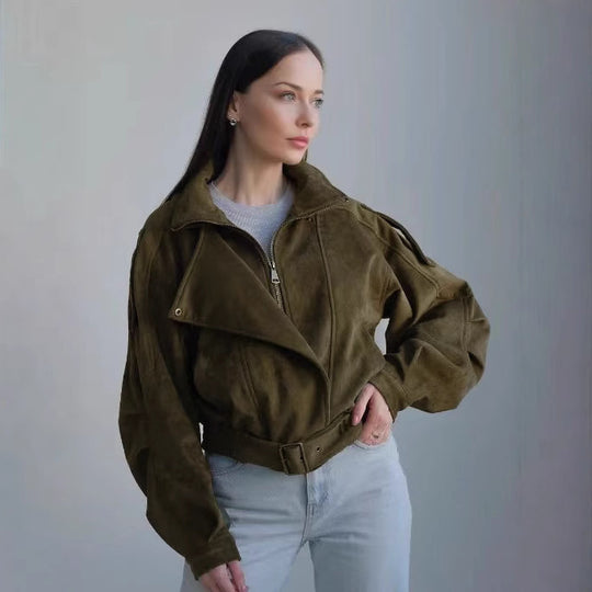 Damen Modische und elegante Wildlederjacke
