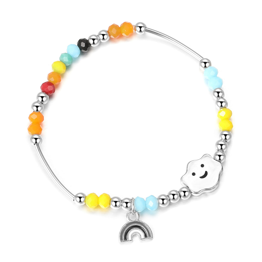 Damenarmband mit bunten Perlen und charmantem Regenbogen Shop Nory