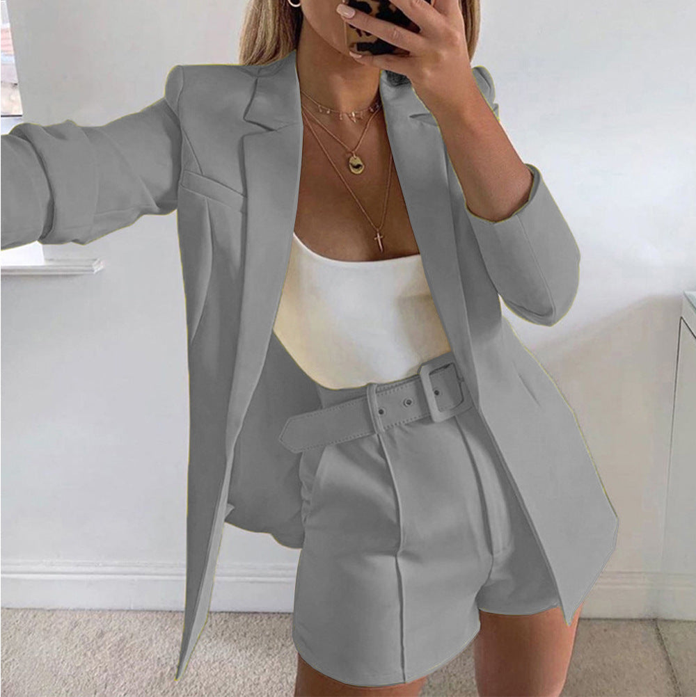 Damen Elegantes Zweiteiliges Blazer‑Shorts‑Set mit tailliertem Reversblazer und High‑Waist Shorts Shop Nory