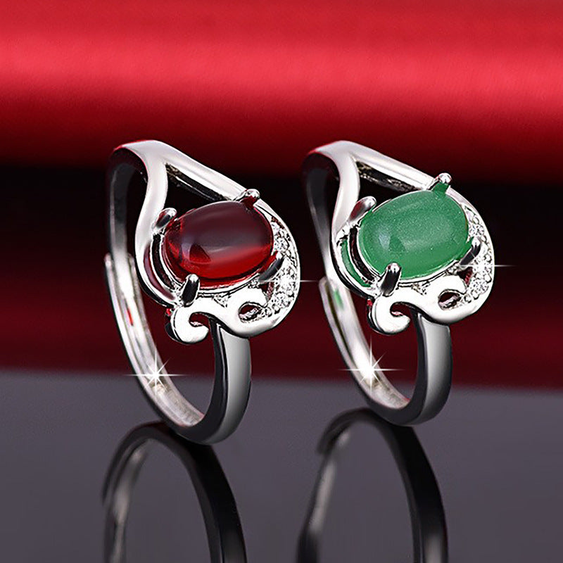 Damen eleganter Ring mit rotem Edelstein und filigranem Design Shop Nory