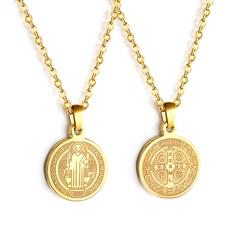 Damen Halskette mit goldplattiertem Medaillon-Anhänger aus Edelstahl Shop Nory