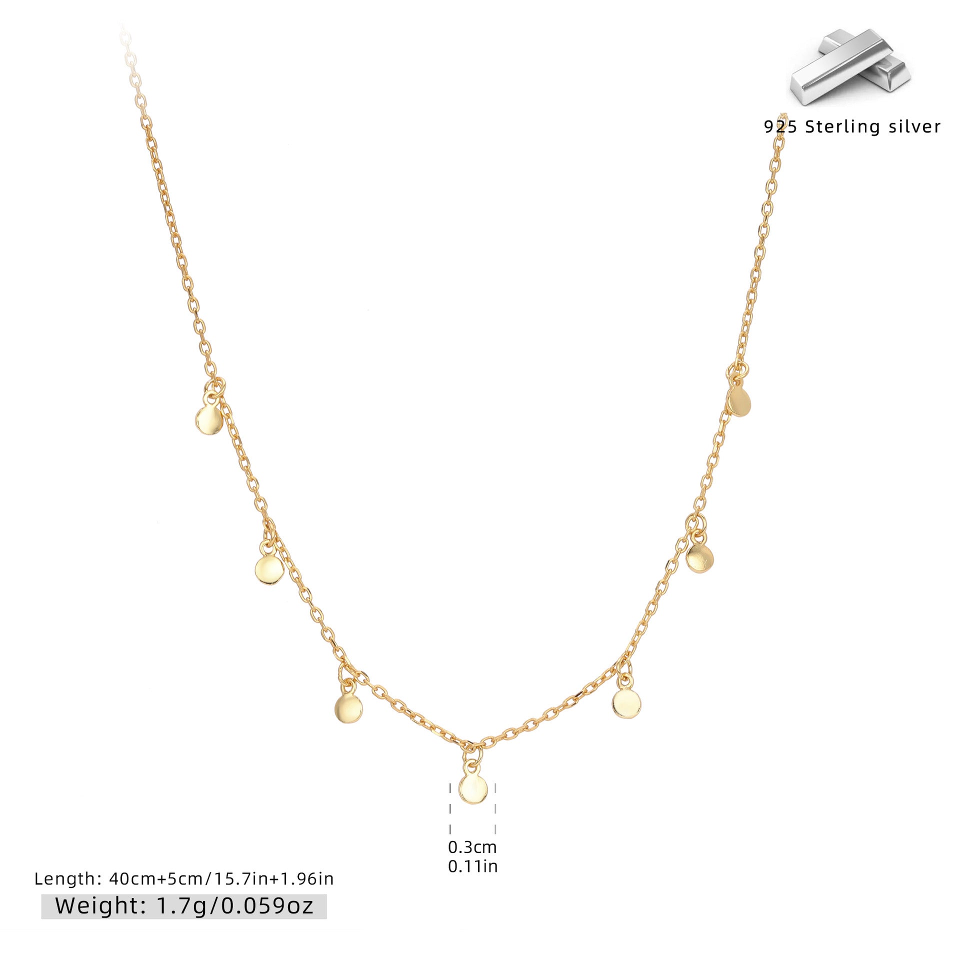 Damen Halskette mit zarten, hängenden Anhängern aus hochwertigem 925 Sterling Silber Shop Nory