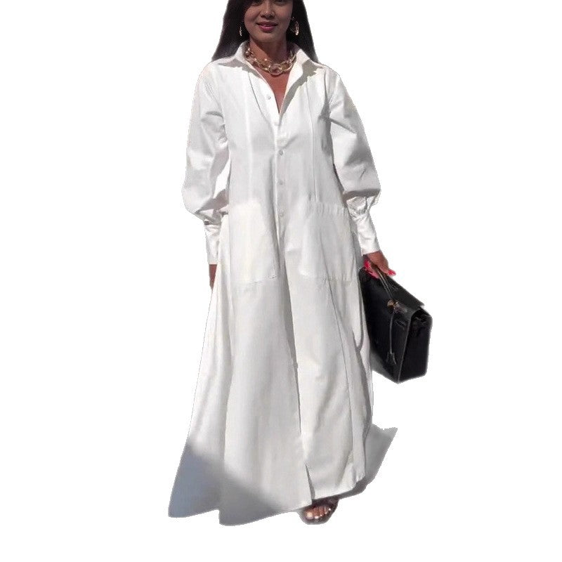 Damen Elegantes Hemdblusenkleid mit weit schwingendem Rock
