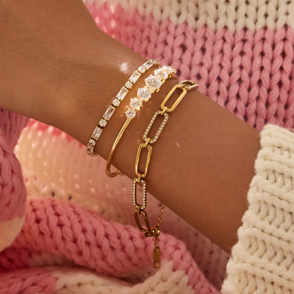Damen Armband mit funkelnden Kristallen aus rostfreiem Edelstahl Shop Nory